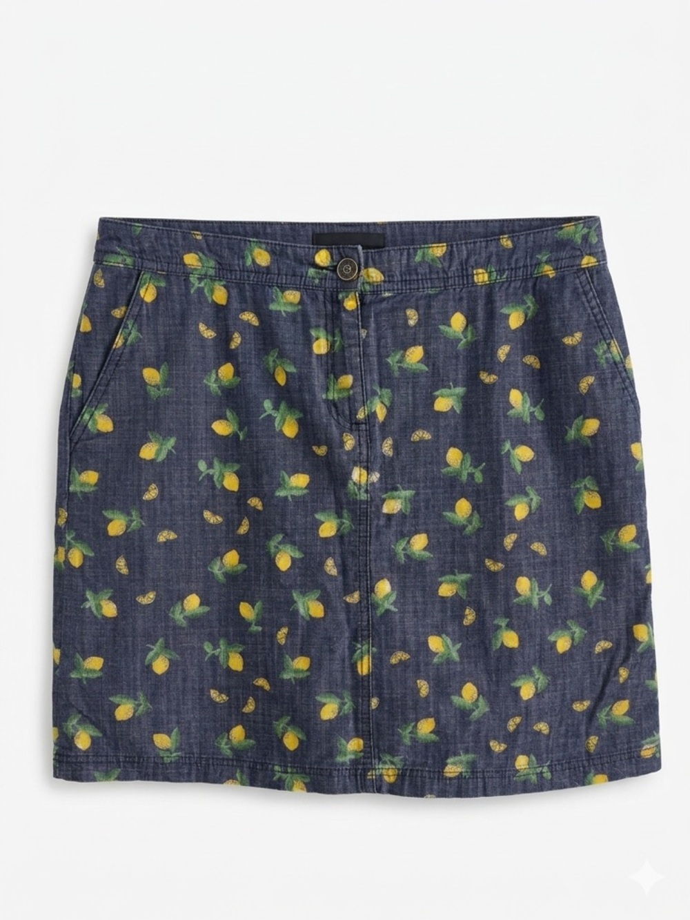 Karen Scott Lemon Print Chambray Skort Size 12 Fruitcore